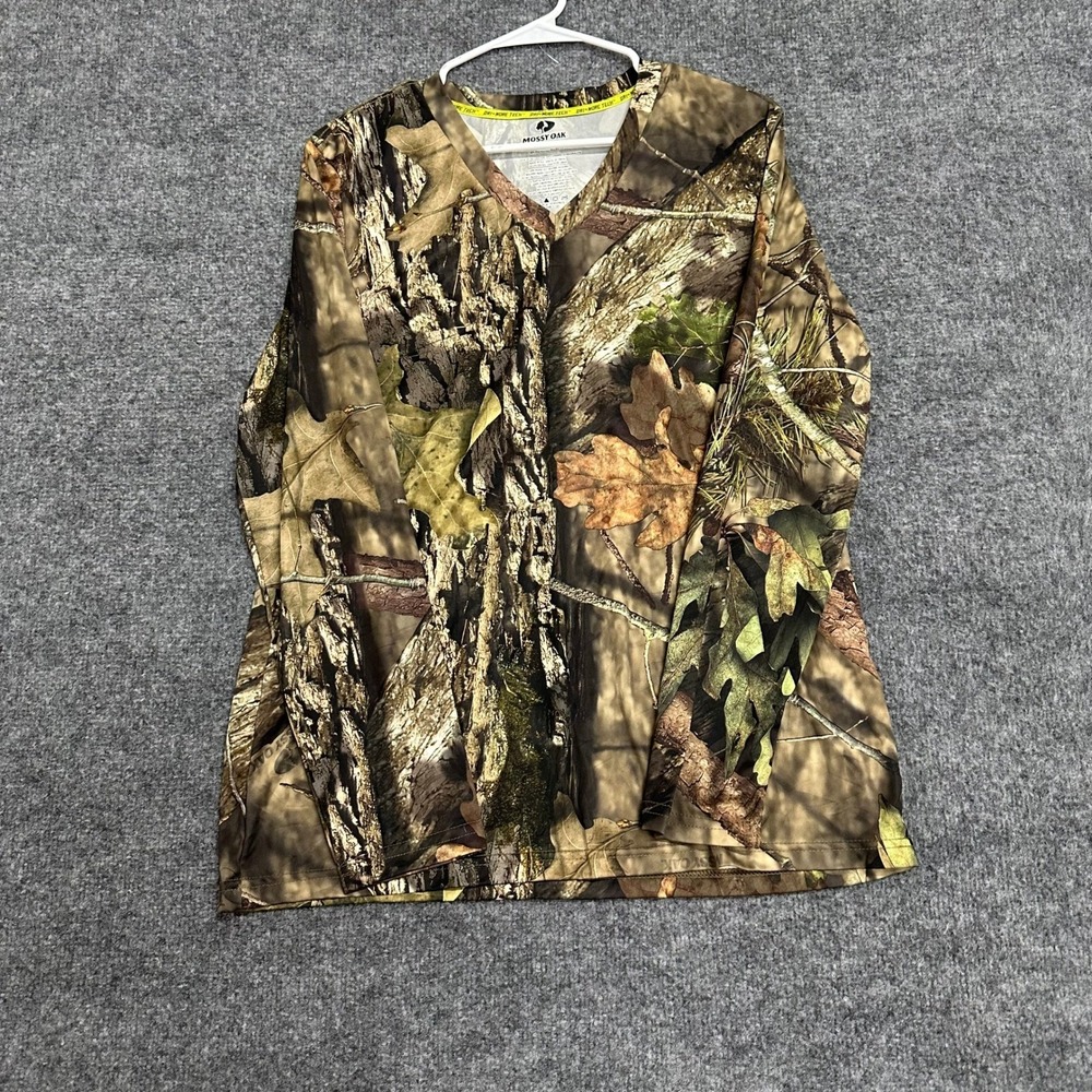 Mossy Oak Shirt Womens XL Camo Long Sleeve Dri-More Tech Hunting Performance Top